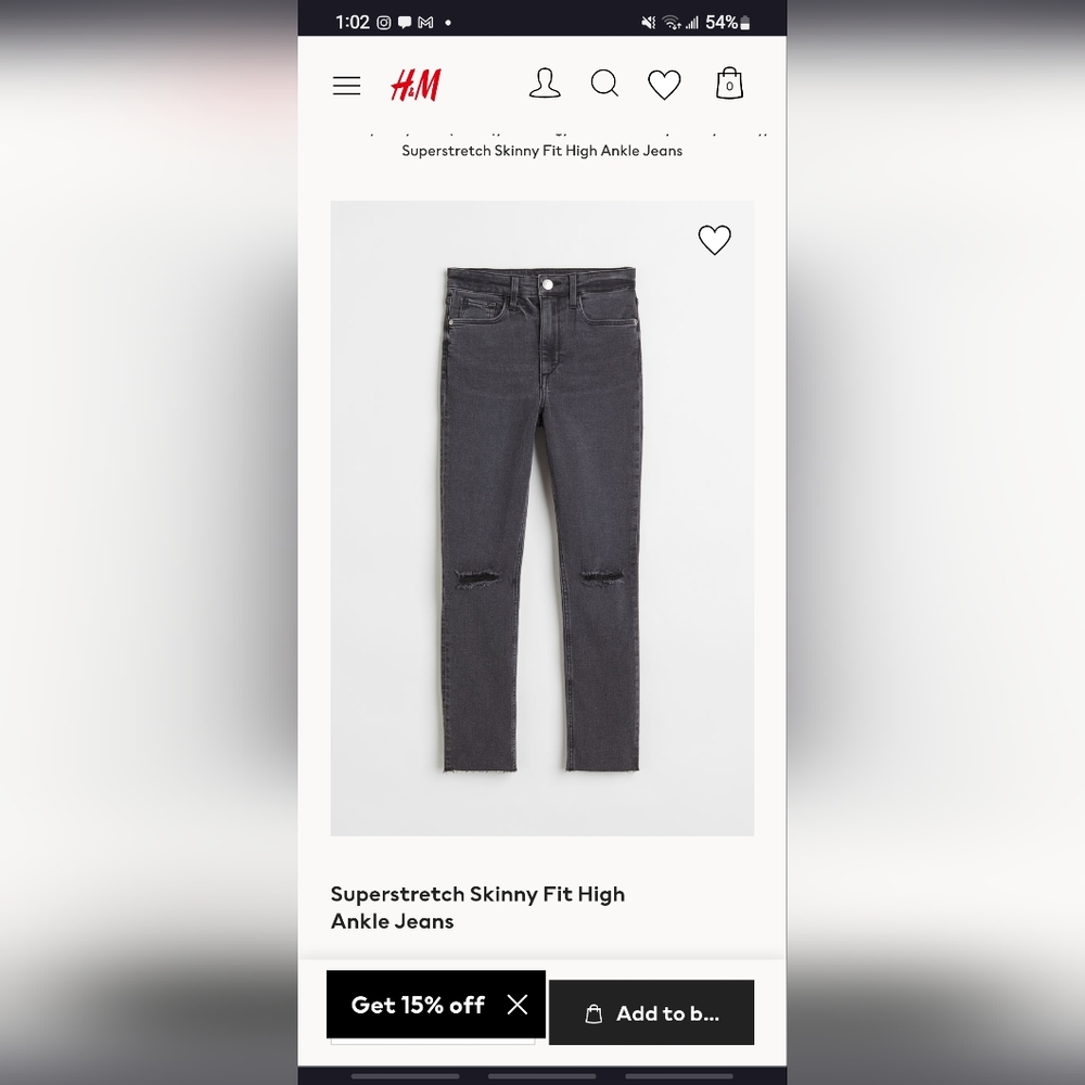 NWT H&M Skinny fit Jeans black boy size 12